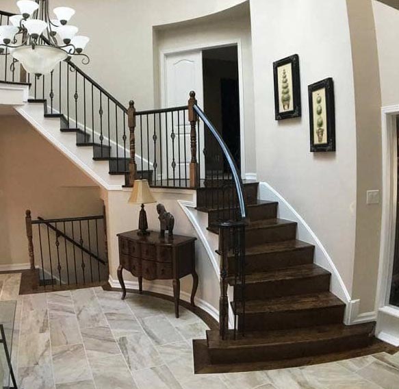 stair Capping Install Sand Stain Refinish Handrail Royal Hardwood Floors