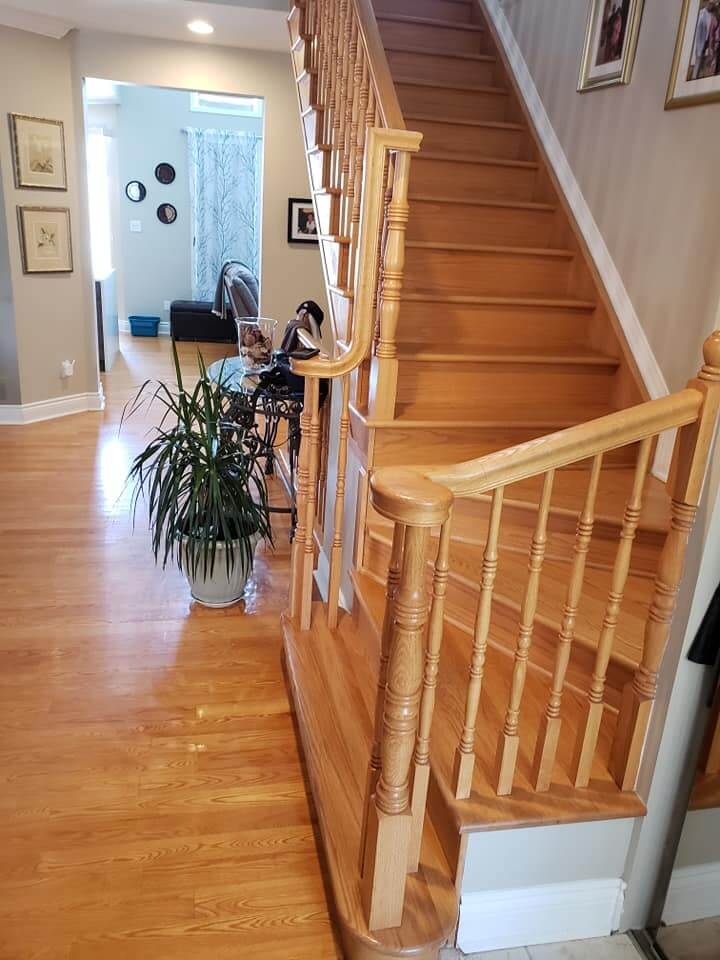 wood spiral staircase before picture
